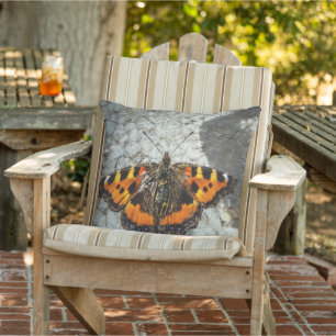 Small Tortoiseshell Butterfly Outdoor Pillow
