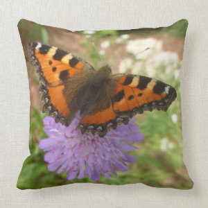 Small Tortoiseshell Butterfly Throw Pillow