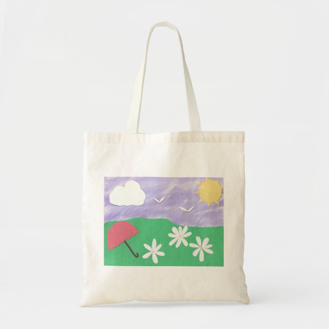 Small Tote Bag with Colorful Nature Scene (Front)