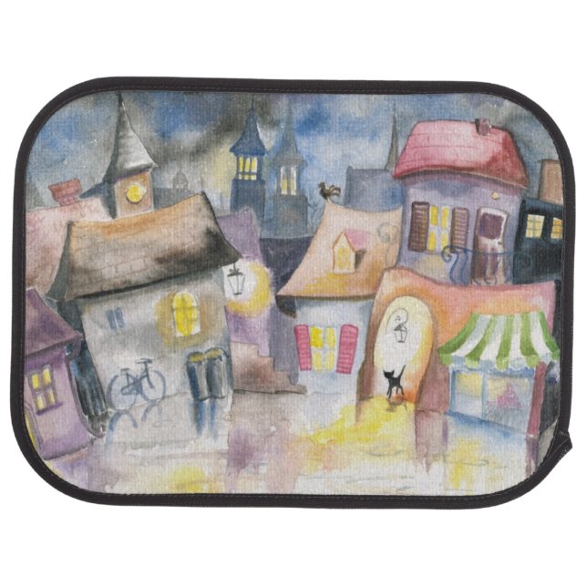 Small town at night car floor mat (Rear)