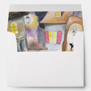 Small town at night envelope