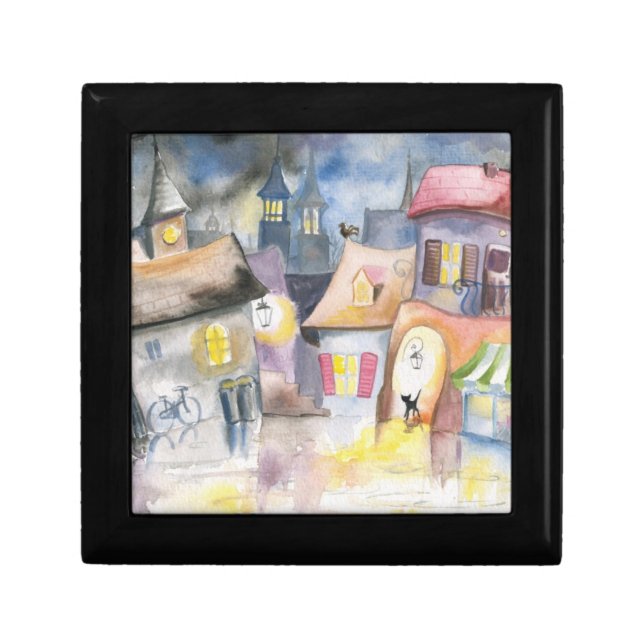 Small town at night keepsake box (Front)