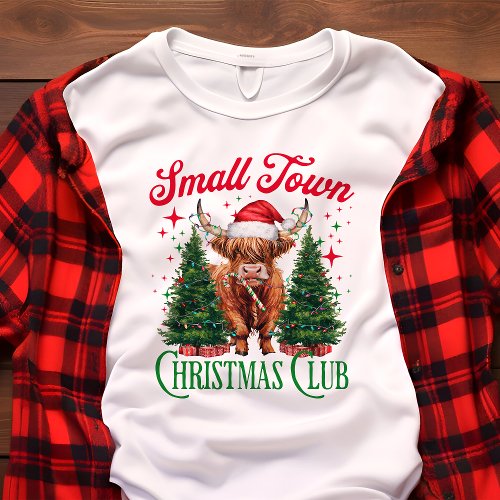 Small Town Christmas Club Highland Cow Holiday Tri-Blend Shirt