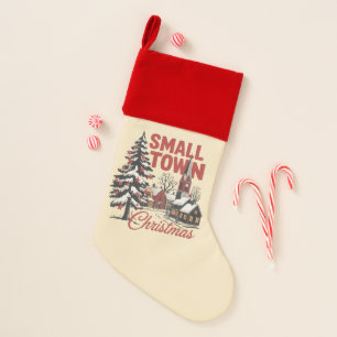 Small Town Christmas Country Farmer Family Retro  Stocking