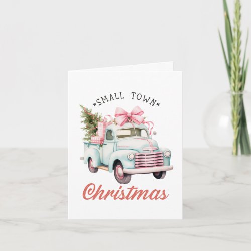 Small Town Christmas Vintage Truck Nostalgic Blank Card