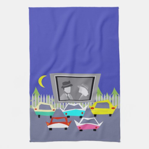 Small Town Drive_In Movie Kitchen Towel