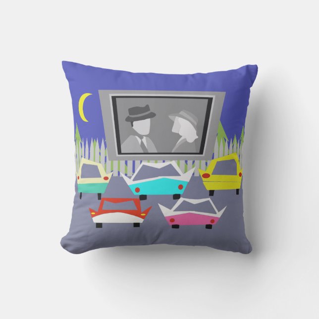 Small Town Drive-In Movie Outdoor Pillow (Front)