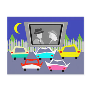 Small Town Drive-In Movie Postcard