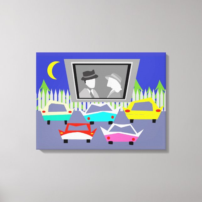 Small Town Drive-In Movie Stretched Canvas Print (Front)