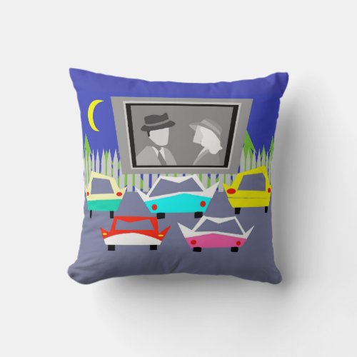 Small Town Drive_In Movie Throw Pillow
