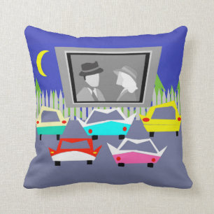 Small Town Drive-In Movie Throw Pillow