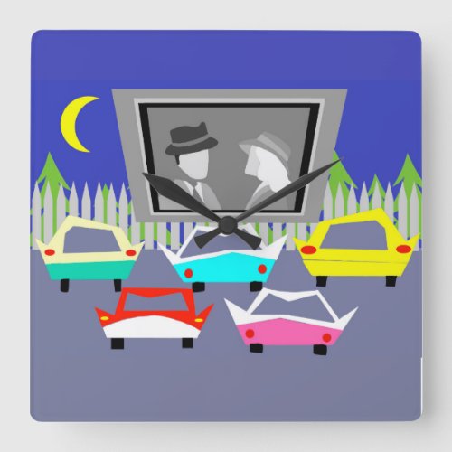 Small Town Drive_In Movie Wall Clock