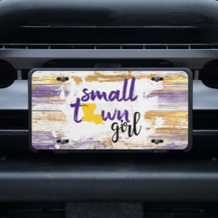Small Town Girl Louisiana Purple Gold License Plate