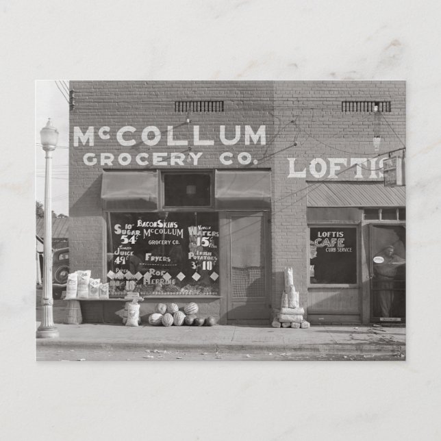 Small Town Grocery Store, 1935 Postcard (Front)
