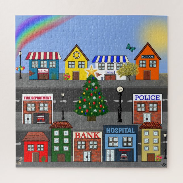 Small Town Neighborhood | Daytime  Jigsaw Puzzle (Vertical)