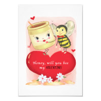 Small traditional Honey And Bee Vintage Valentine Card