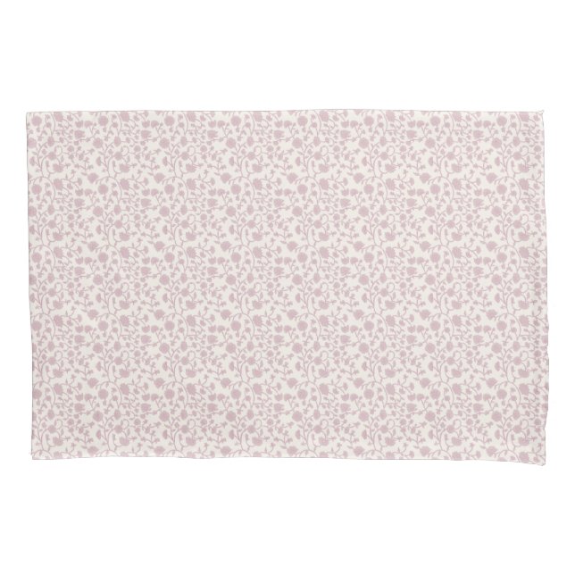Small Trailing Block Print Floral - Pink Pillow Case (Front)