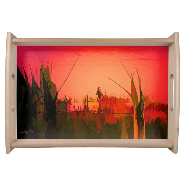 Small Tray with Abstract Swamp and Stilt (Front)