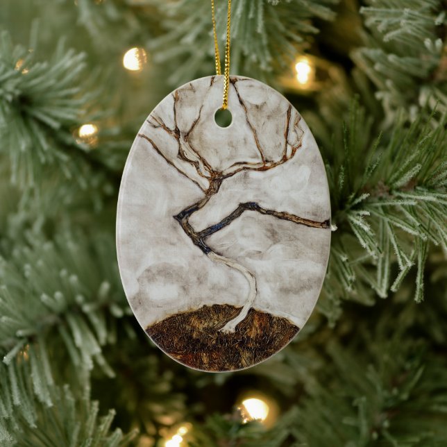 Small Tree In Late Autumn by Egon Schiele Ceramic Ornament (Tree)