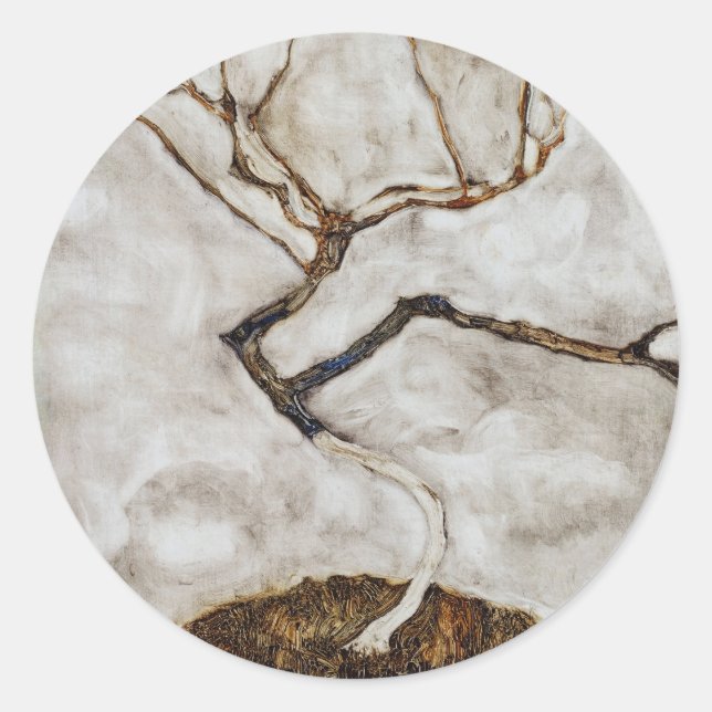 Small Tree In Late Autumn by Egon Schiele Classic Round Sticker (Front)