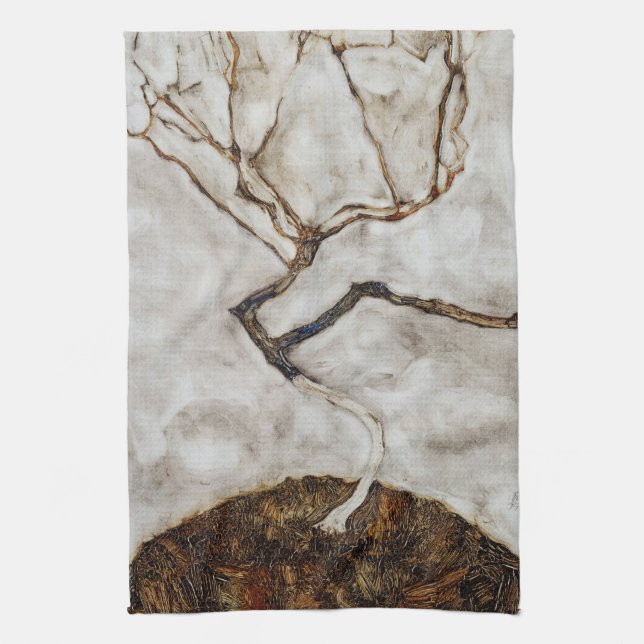 Small Tree In Late Autumn by Egon Schiele Kitchen Towel (Vertical)