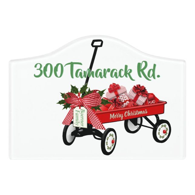 Small Tree Red Wagon Presents Acrylic Door Sign (Small Crest Front)