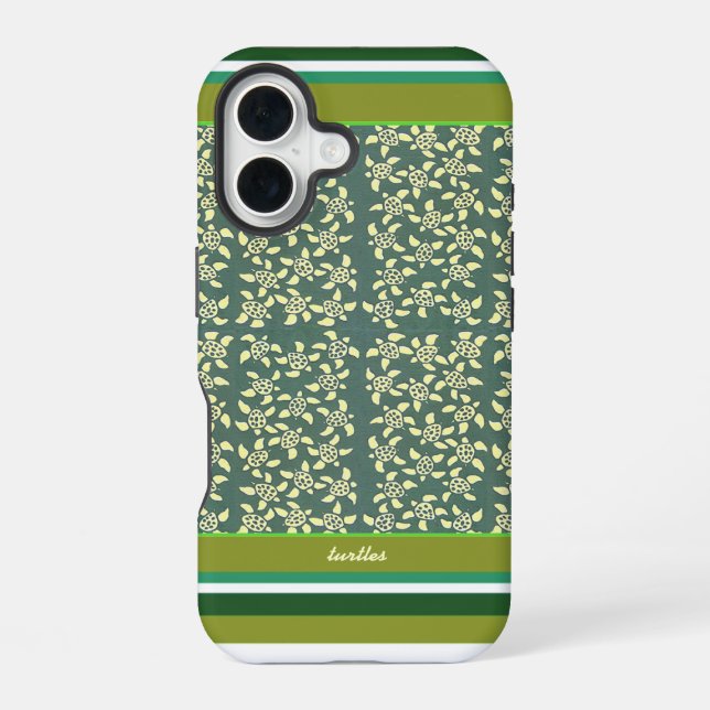 Small Turtles green pattern Iphone Case (Back)
