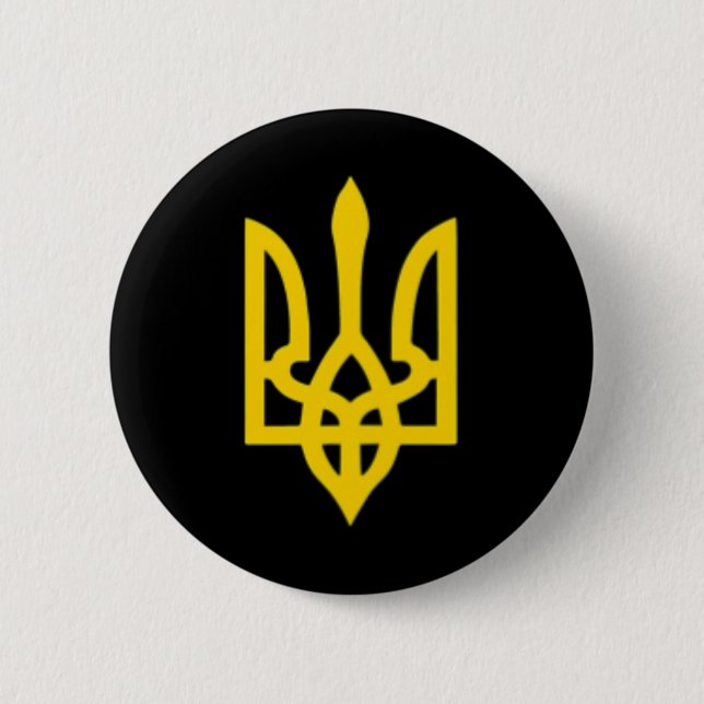 Small Ukrainian Coat Of Arms Flag Symbol Sign Logo Button (Front)