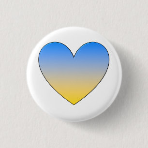 Small Ukrainian Flag Heart Motif Badge Button