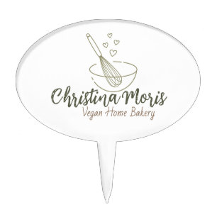 Small Vegan Home Bakery Logo Cake Topper