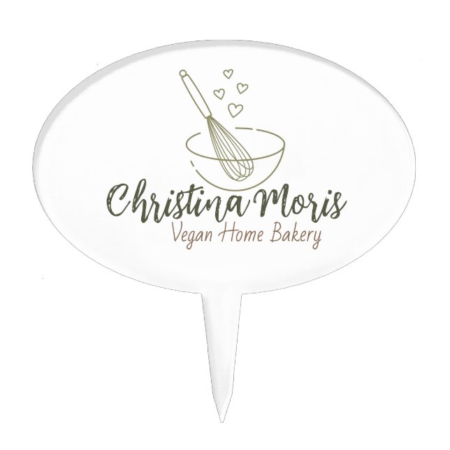 Small Vegan Home Bakery Logo Cake Topper (Front)
