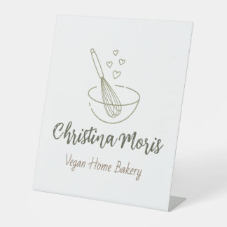 Small Vegan Home Bakery Logo  Pedestal Sign