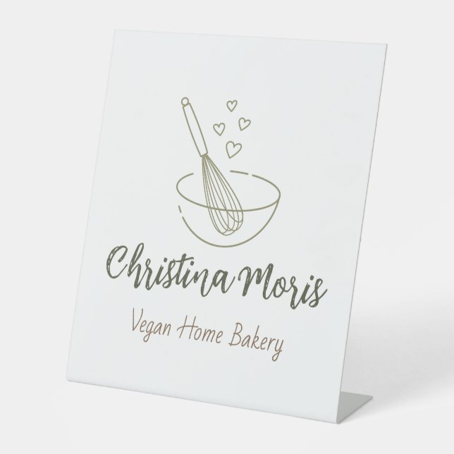 Small Vegan Home Bakery Logo  Pedestal Sign (Front)