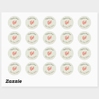 Small Vegan Home Bakery Thank You Pattern Classic Round Sticker