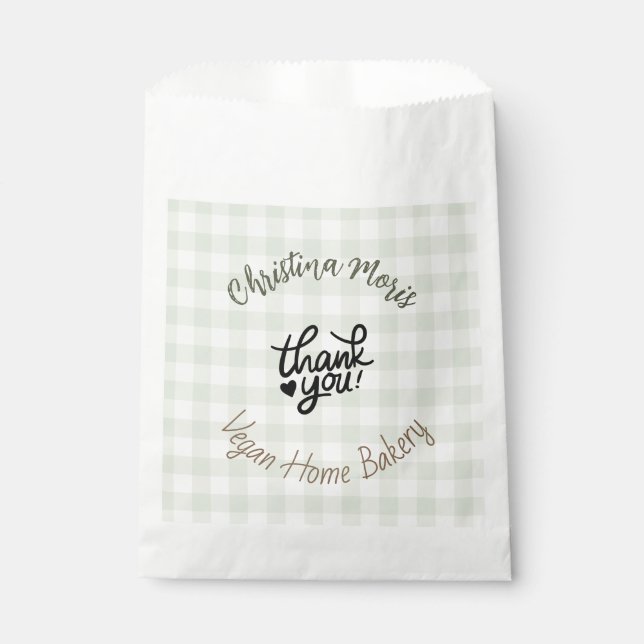 Small Vegan Home Bakery Thank You Pattern Favor Bag (Front)