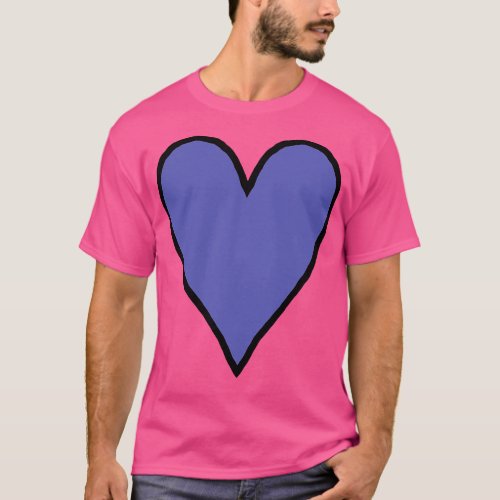 Small Very Peri Periwinkle Blue Heart Line Drawing T_Shirt