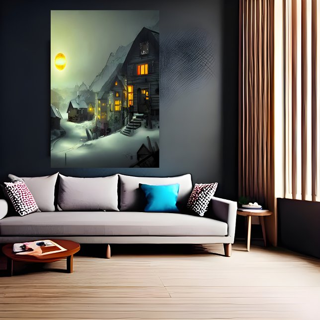 Small village in the snow | AI Art  Poster (Creator Uploaded)