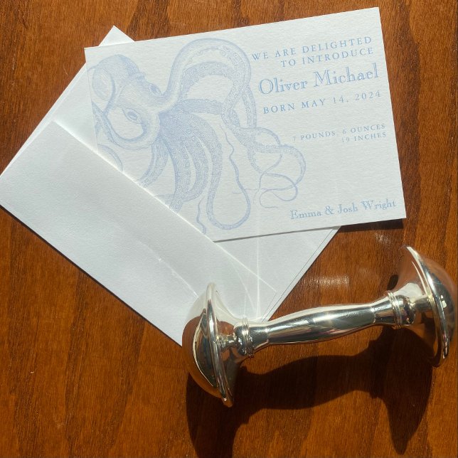  Small Vintage Octopus Birth Announcement Baby Boy (Creator Uploaded)