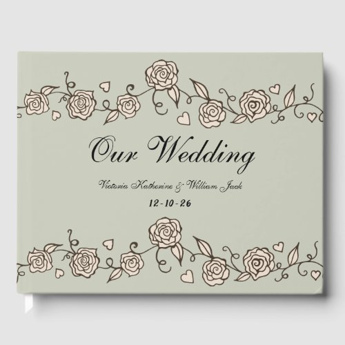 Small Vintage Rose Wedding Guestbook