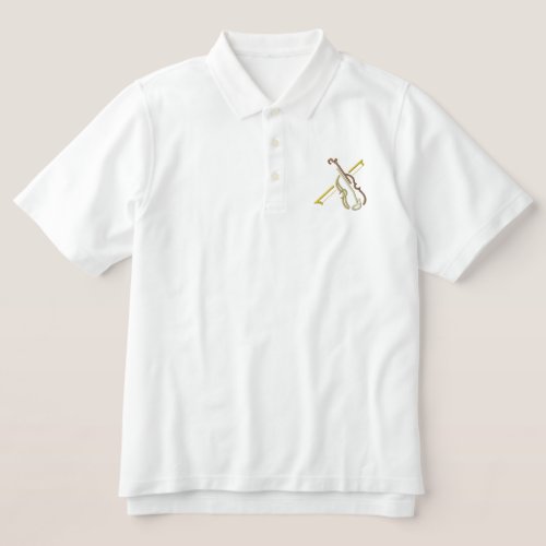Small Violin Outline Embroidered Polo Shirt