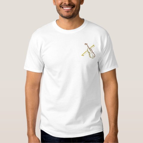 Small Violin Outline Embroidered T_Shirt