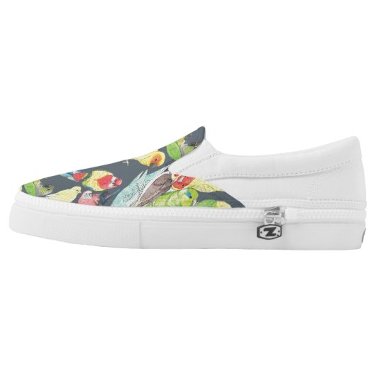 Small Watercolor Parrots Slip-On Sneakers (Left Shoe Outside)