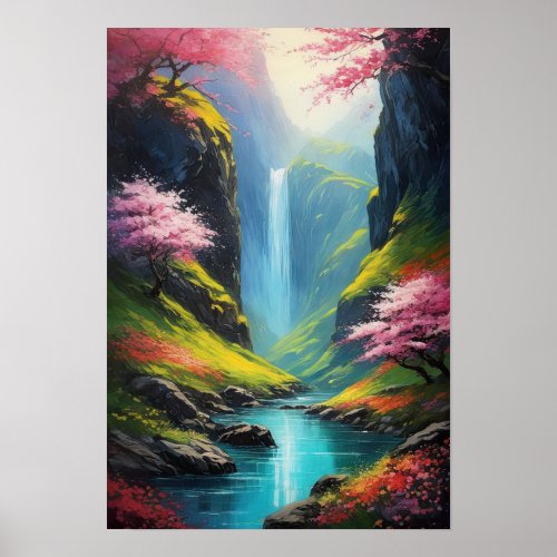 Small Waterfall in Charming Canyon Poster