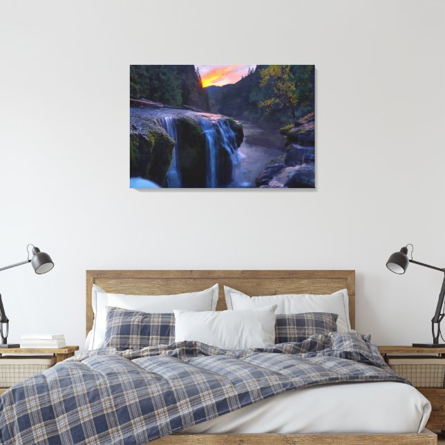 Small Waterfalls Oil Painting Print (Insitu(Bedroom))
