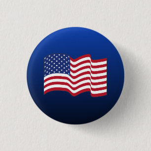Small Waving American Flag Button