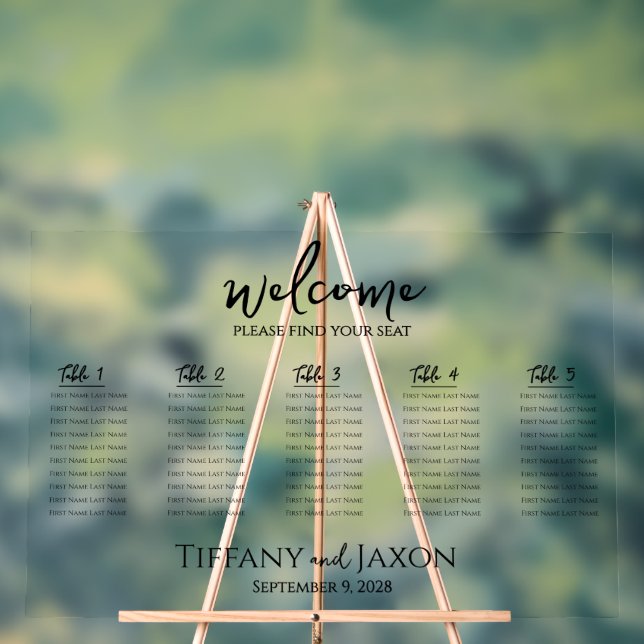 Small Wedding Clear Acrylic Seating Chart (Neutral)