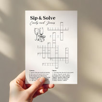 Custom Sip And Solve Wedding Crossword Invitation