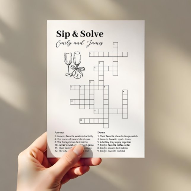 Small Wedding Crossword Puzzle Card (Creator Uploaded)