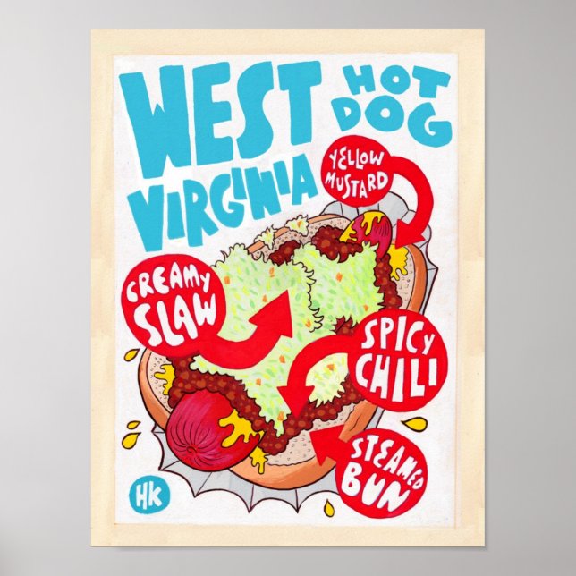 Small West Virginia Hot Dog Poster (Front)