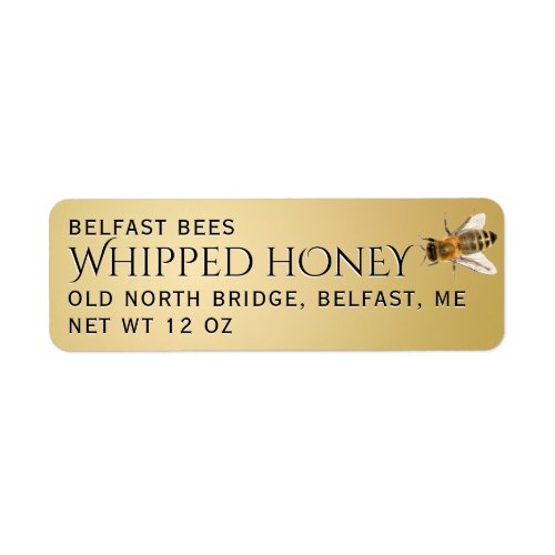 Small Whipped Honey Label Metallic Gold with Bee